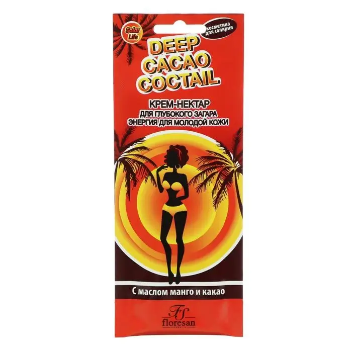 Крем-нектар Deep Cacao Coctail для получения глубокого загара, с маслом манго и какао, 15 мл Крем-нектар Deep Cacao Coctail для получения глубокого загара, с маслом манго и какао, 15 мл