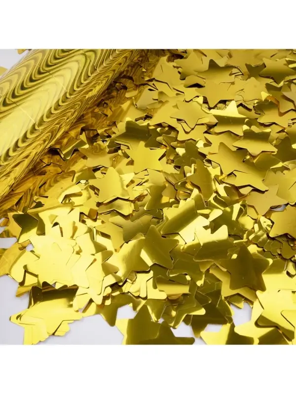 Хлопушка пневматическая "Волны, Звезды" фольга, золото, металлик (24/60 см)