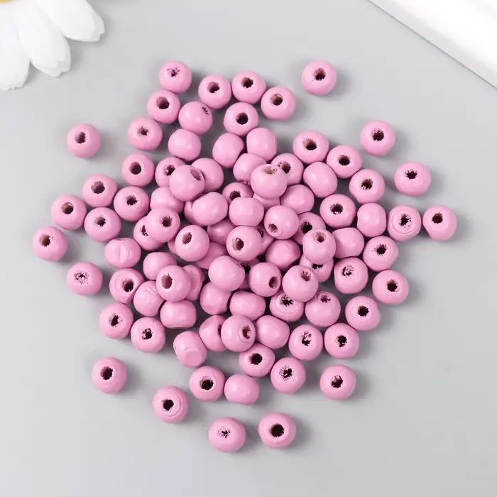 Бусины для творчества дерево "Сиреневая астра" d-0,8 см, набор 20 гр