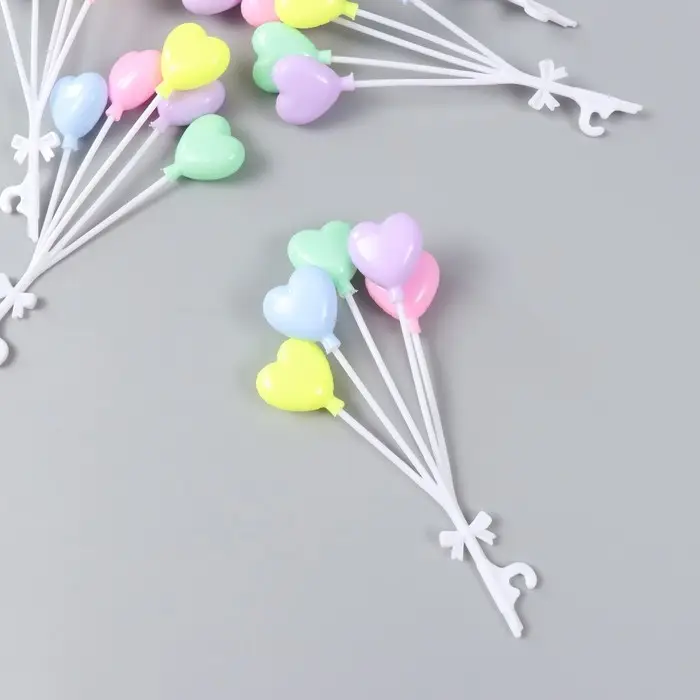 Декоративные элементы для творчества «Арт Узор. Связка воздушных шаров-сердец», набор 5 шт., пластик, 14 см