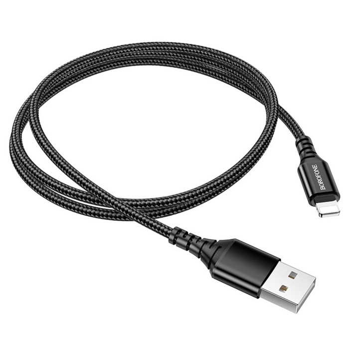 Кабель Borofone BX54, Lightning - USB, 2.4 А, 1 м, нейлоновая оплётка, чёрный