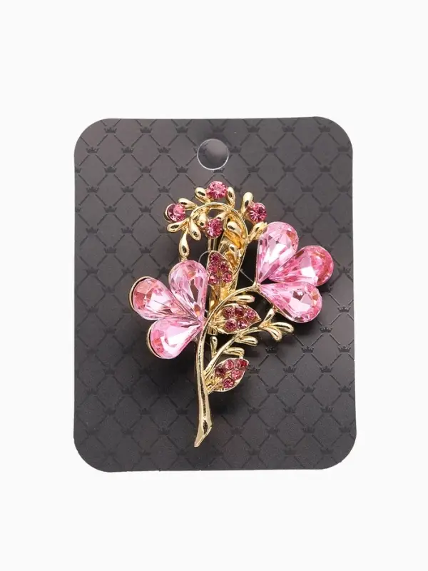 Брошь &laquo;Цветок Трилистник&raquo;, розовая в золоте