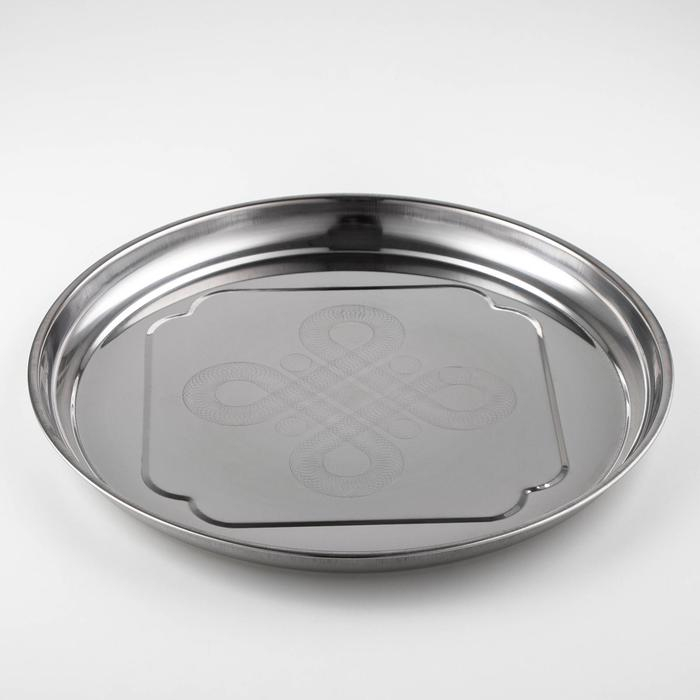 Поднос из нержавеющей стали «Бабочка», 40,5×3 см, цвет серебряный Поднос из нержавеющей стали «Бабочка», 40,5×3 см, цвет серебряный