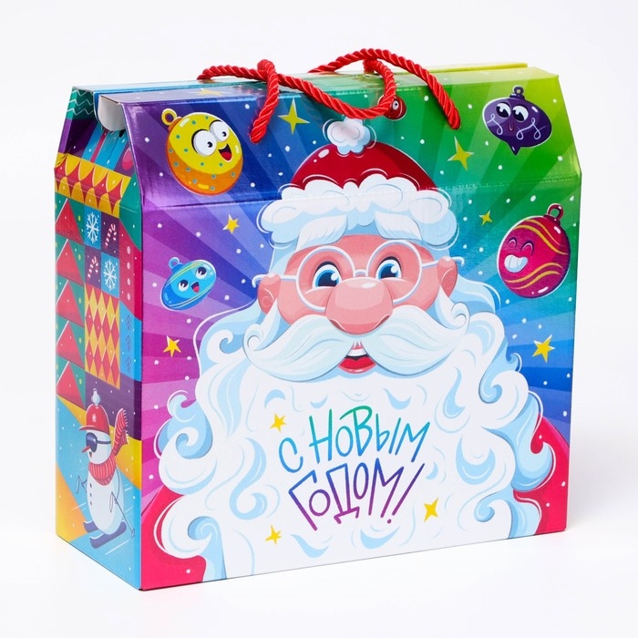 Новый год. Подарочная коробка новогодняя Фиеста металлизация 23 х 10 х 22 см. Новый год. Подарочная коробка новогодняя Фиеста металлизация 23 х 10 х 22 см.