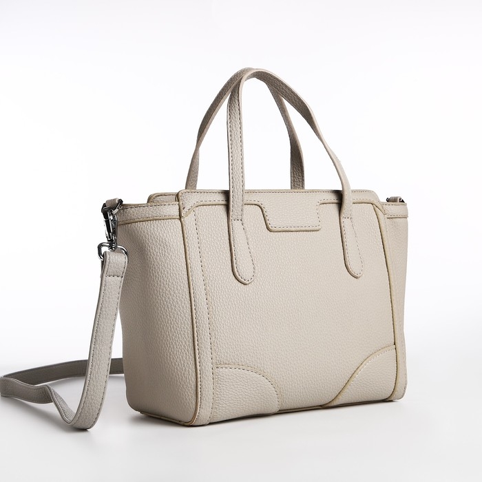 Сумка женская тоут на молнии, цвет серый