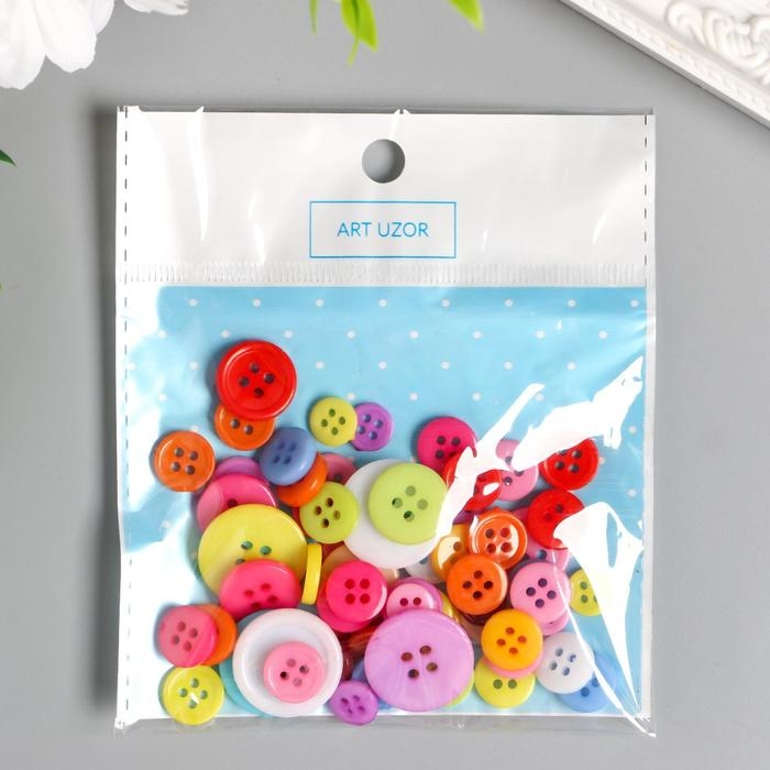 Набор пуговиц декоративные пластик Набор пуговиц декоративные пластик "Цветные"