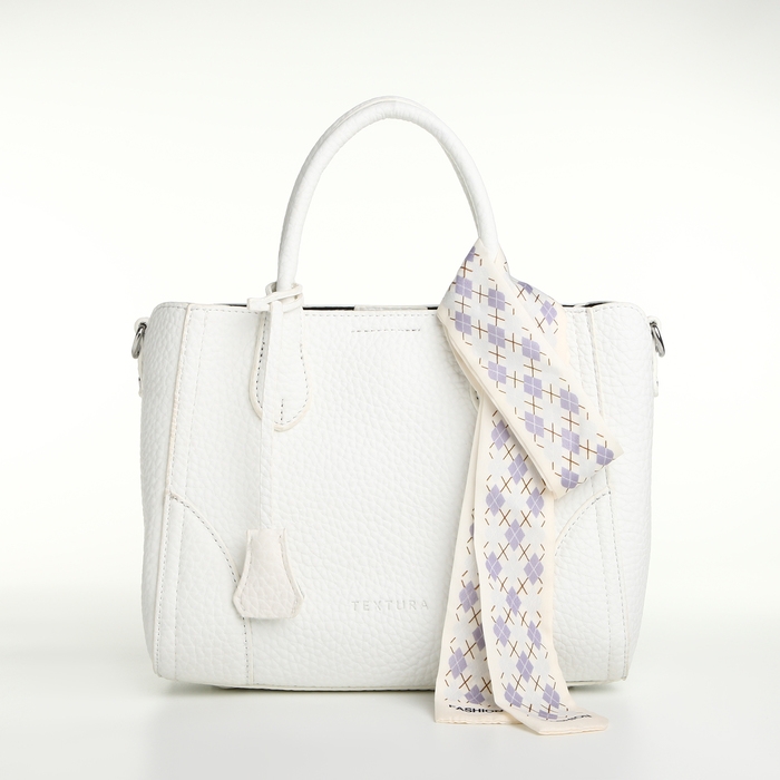 Сумка женская на молнии, TEXTURA, маленький размер, цвет белый Сумка женская на молнии, TEXTURA, маленький размер, цвет белый