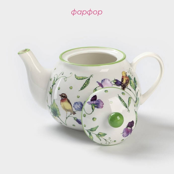 Чайник фарфоровый заварочный Доляна «Зелёный сад», 900 мл Чайник фарфоровый заварочный Доляна «Зелёный сад», 900 мл
