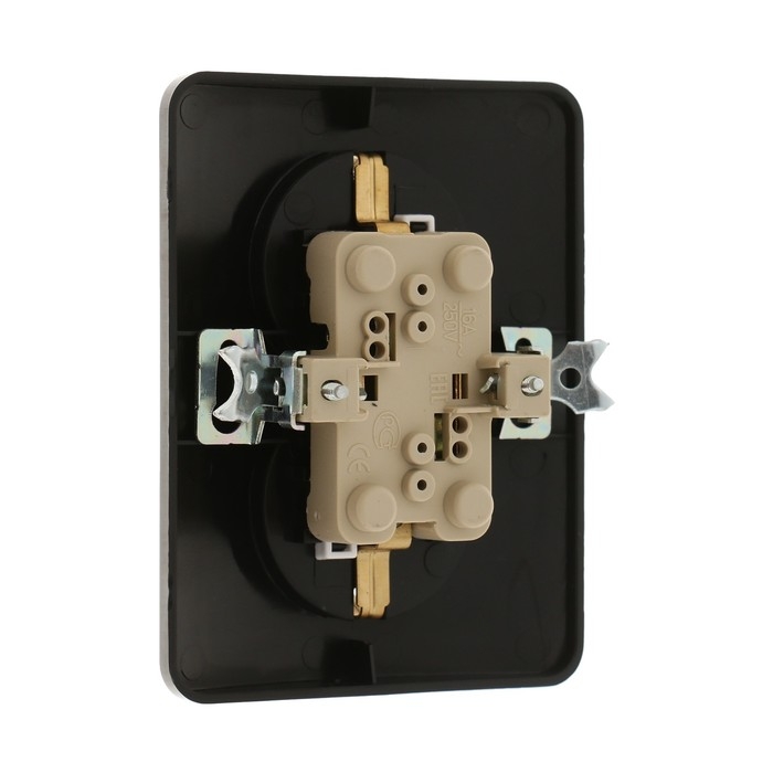 Розетка двухместная со шторкой Luazon Lighting  Розетка двухместная со шторкой Luazon Lighting "Орион", 16 А, скрытая, с з/к, черная