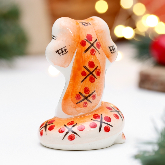 Новый год. Сувенир символ года  Новый год. Сувенир символ года "Змей Улыбка красный", 7 см, фарфор