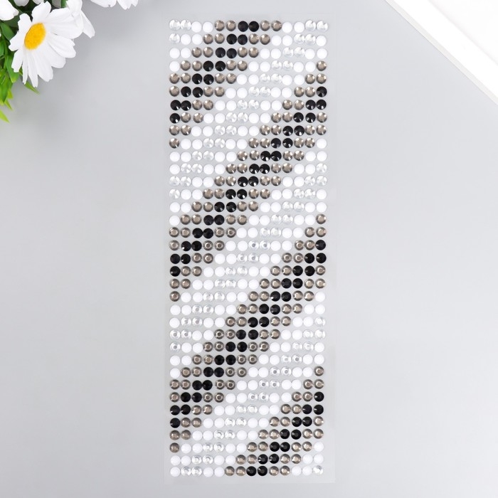 Наклейка пластик стразы "Градиент чёрно-белый" 30х10,5 см