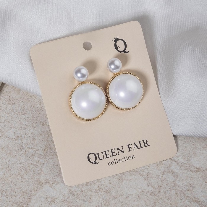 Серьги с жемчугом «Великолепие» два круга, цвет белый в золоте Серьги с жемчугом «Великолепие» два круга, цвет белый в золоте