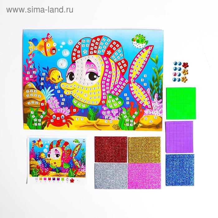 Мозаика стикерная «Рыбка красавица» блестки, стразы Мозаика стикерная «Рыбка красавица» блестки, стразы