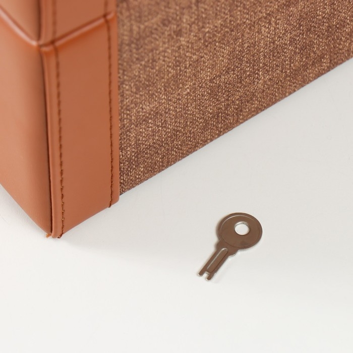 Шкатулка кожзам для украшений сундук  Шкатулка кожзам для украшений сундук "Шоколад" комбинированная 23,5х16,5х14,5 см