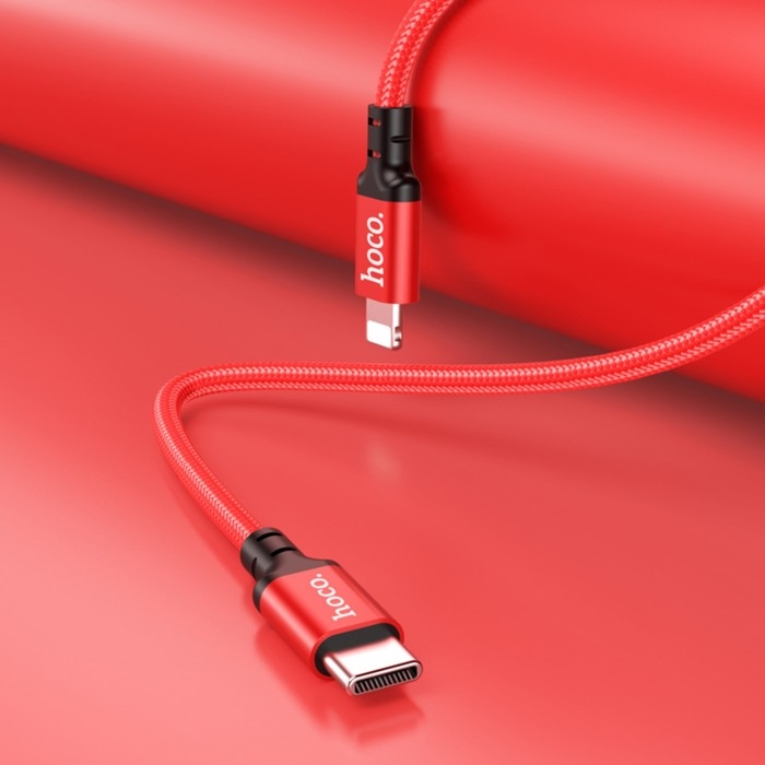 Кабель Hoco X14, Type-C - Lightning, 3.0 А, 3 м, быстрая зарядка, оплётка нейлон, красный Кабель Hoco X14, Type-C - Lightning, 3.0 А, 3 м, быстрая зарядка, оплётка нейлон, красный