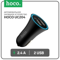 Автомобильное зарядное устройство Hoco UC204, 2 USB, 2.4 А, чёрное