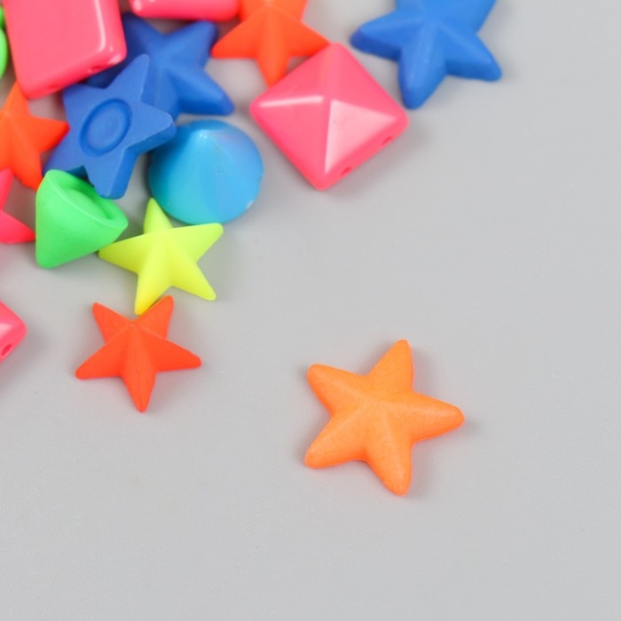 Декор для творчества пластик Декор для творчества пластик "Неоновое ассорти" набор 36 шт 1,7х1,7 см