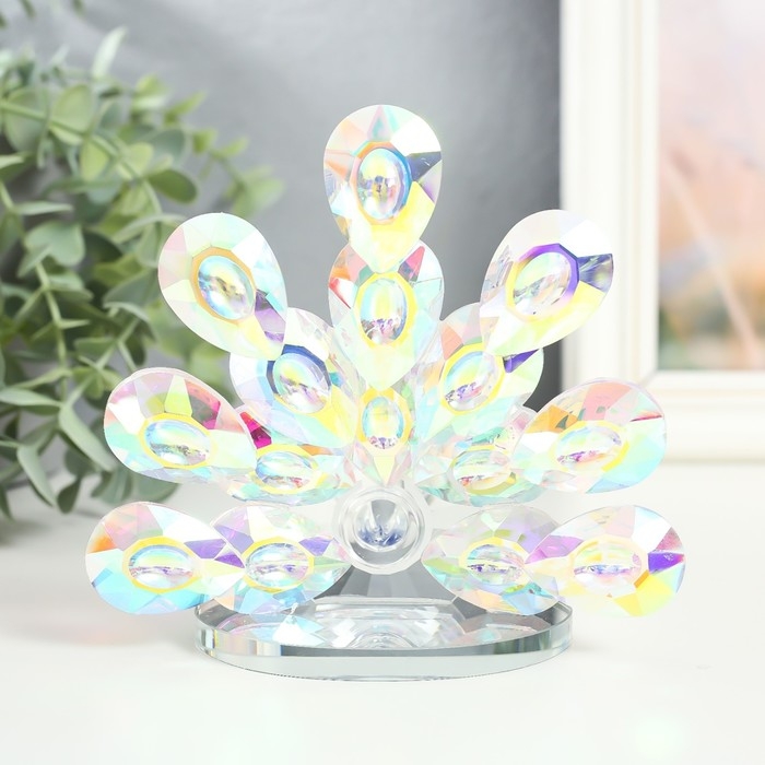 Сувенир стекло Сувенир стекло "Павлин с распушившимся хвостом" эффект муранского стекла 8х14х13 см