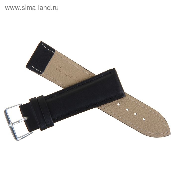 Ремешок для часов Ремешок для часов "Соломон", 22 мм, экокожа, l-20 см, черный,