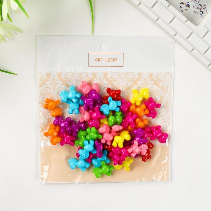 Бусины для творчества пластик Бусины для творчества пластик "Яркие лошадки" набор 60 шт 1,5х1,5х0,6 см