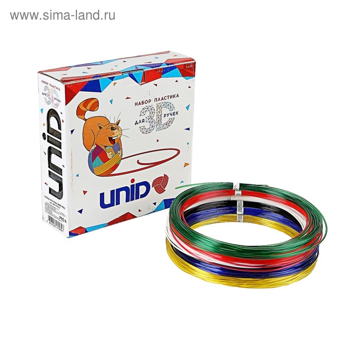 Пластик UNID PRO-6, для 3Д ручки, 6 цветов в наборе, по 10 метров Пластик UNID PRO-6, для 3Д ручки, 6 цветов в наборе, по 10 метров