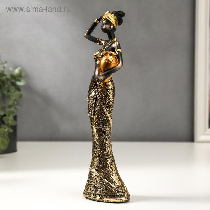 Сувенир полистоун  Сувенир полистоун "Африканка с кувшином, в наряде с зеркальной мозаикой" МИКС 26х7х5 см