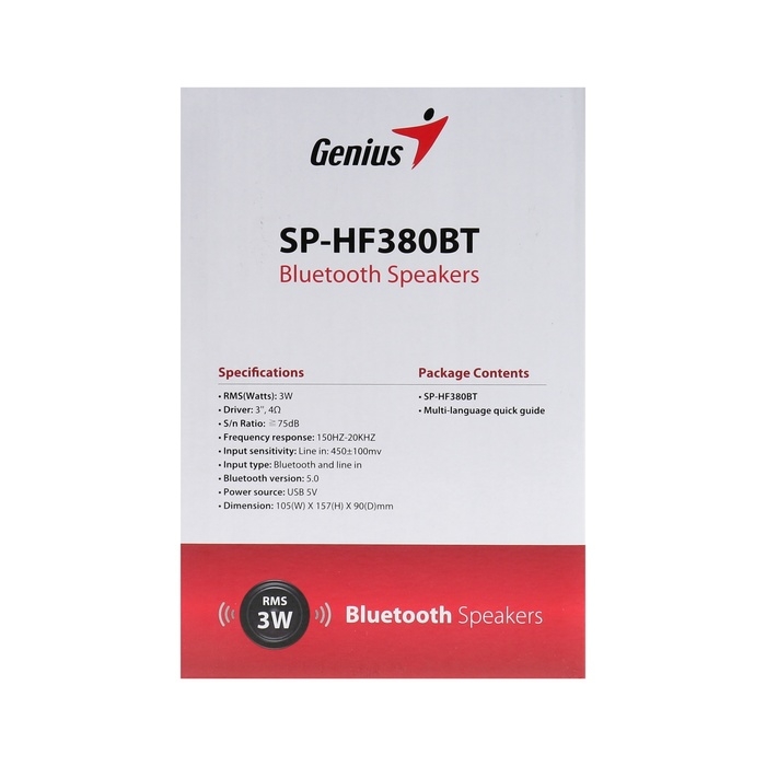 Компьютерные колонки 2.0 Genius SP-HF380BT, 2х1.5Вт, USB, дерево Компьютерные колонки 2.0 Genius SP-HF380BT, 2х1.5Вт, USB, дерево