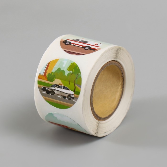 Наклейка бумага Наклейка бумага "Служебный транспорт" d=2,5 см 252 шт в рулоне