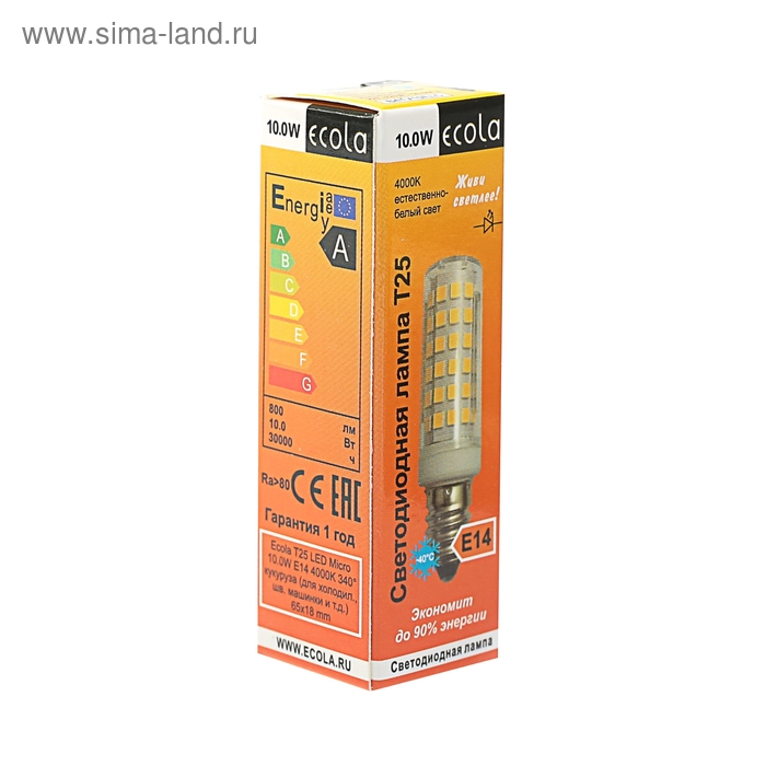 Лампа светодиодная Ecola, E14, T25, 10 Вт, 4000 K, 340°, для холодильников и швейных машин Лампа светодиодная Ecola, E14, T25, 10 Вт, 4000 K, 340°, для холодильников и швейных машин