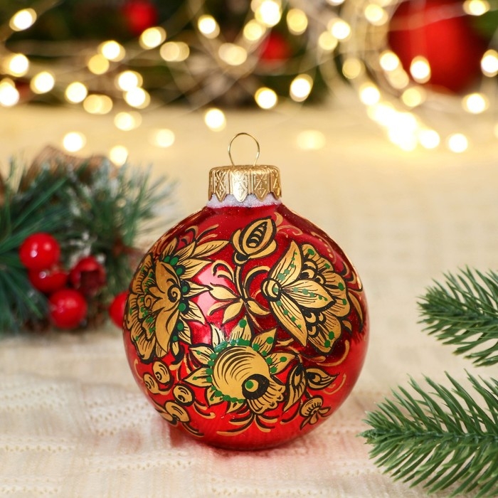 Шар с ручной росписью 80 мм «Хохлома» Шар с ручной росписью 80 мм «Хохлома»