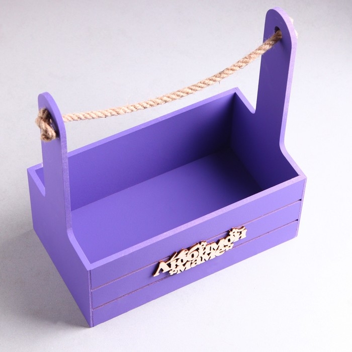 Ящик - кашпо деревянный 25х15х30  Ящик - кашпо деревянный 25х15х30 "Любимой Маме" Фиолетовый