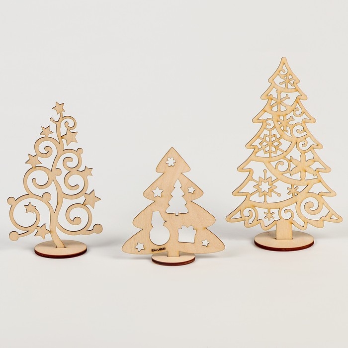 Заготовки для творчества на новый год «Елочки на подставке», 3 шт Заготовки для творчества на новый год «Елочки на подставке», 3 шт