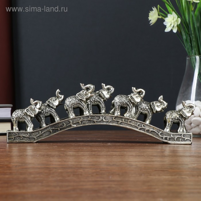 Сувенир полистоун Сувенир полистоун "Семь слонов на мосту" ветвь 8,5х4х26 см