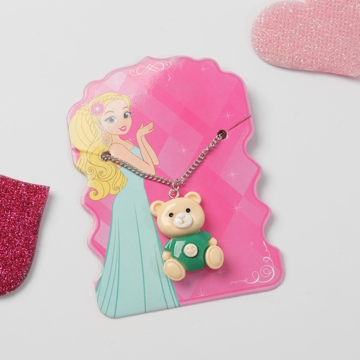 Кулон детский «Выбражулька» медведь, цвет бежево-зелёный Кулон детский «Выбражулька» медведь, цвет бежево-зелёный