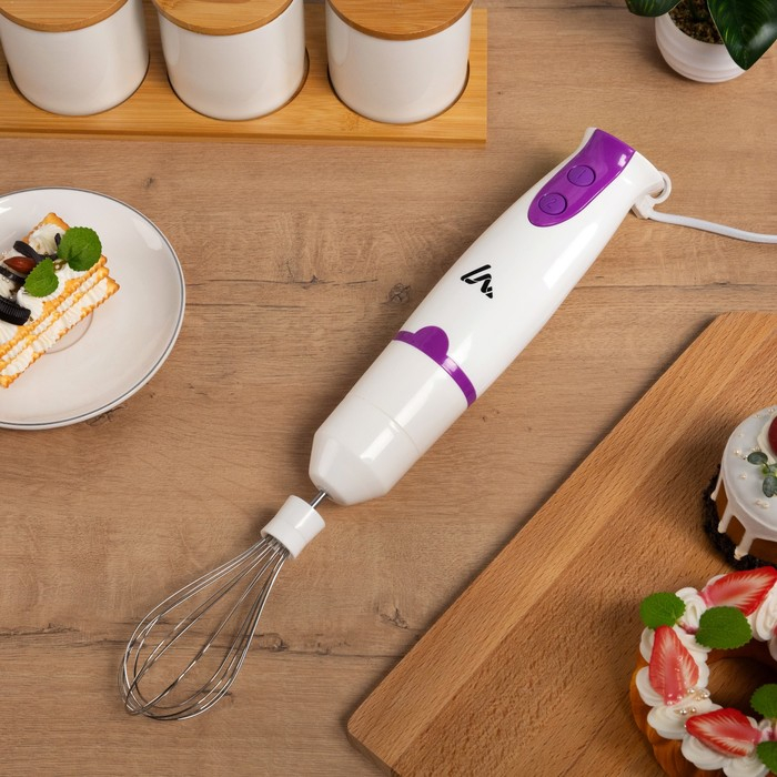 Блендер Luazon LBR-01, погружной, 500 Вт, 0.5/0.6 л, 2 скорости, фиолетовый