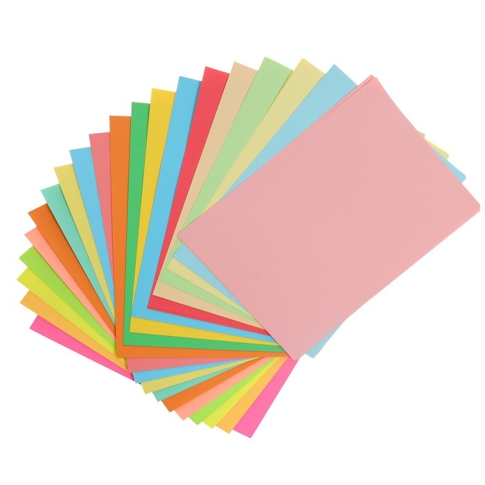 Бумага цветная А4 100л Calligrata Пастель + интенсив + неон + умеренный МИКС 20цв 80г/м2 Бумага цветная А4 100л Calligrata Пастель + интенсив + неон + умеренный МИКС 20цв 80г/м2