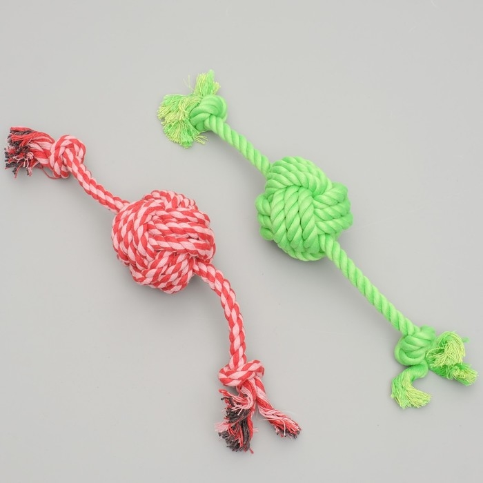 Игрушка канатная Игрушка канатная "Большой шар" (7 см) с ручками, 32 см, до 80 г, микс цветов