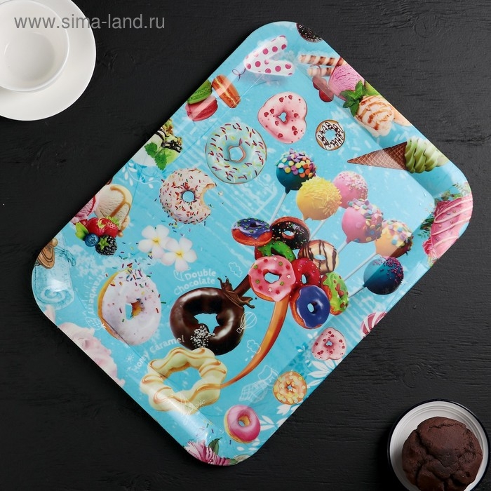 Поднос пластиковый прямоугольный Доляна «Кокетство», 37,5×28 см, рисунок МИКС Поднос пластиковый прямоугольный Доляна «Кокетство», 37,5×28 см, рисунок МИКС