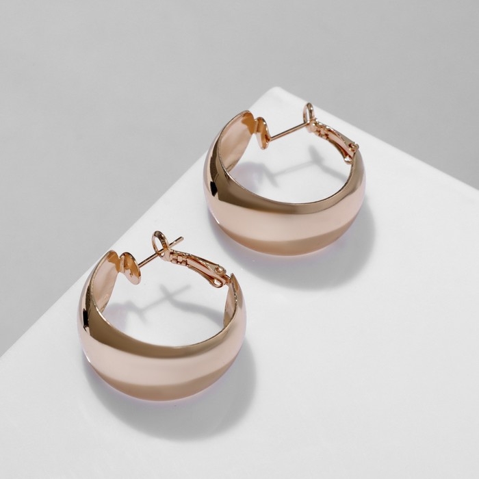 Серьги-кольца «Выпуклые» широкие, цвет золото, d=3 см Серьги-кольца «Выпуклые» широкие, цвет золото, d=3 см