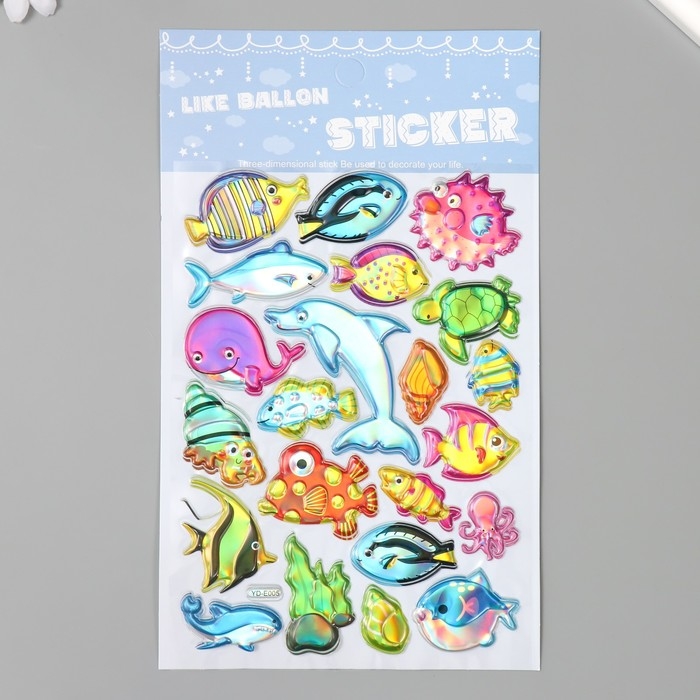 Наклейка пластик голография с металлическим отливом Наклейка пластик голография с металлическим отливом "Подводный мир" 9,5х27 см