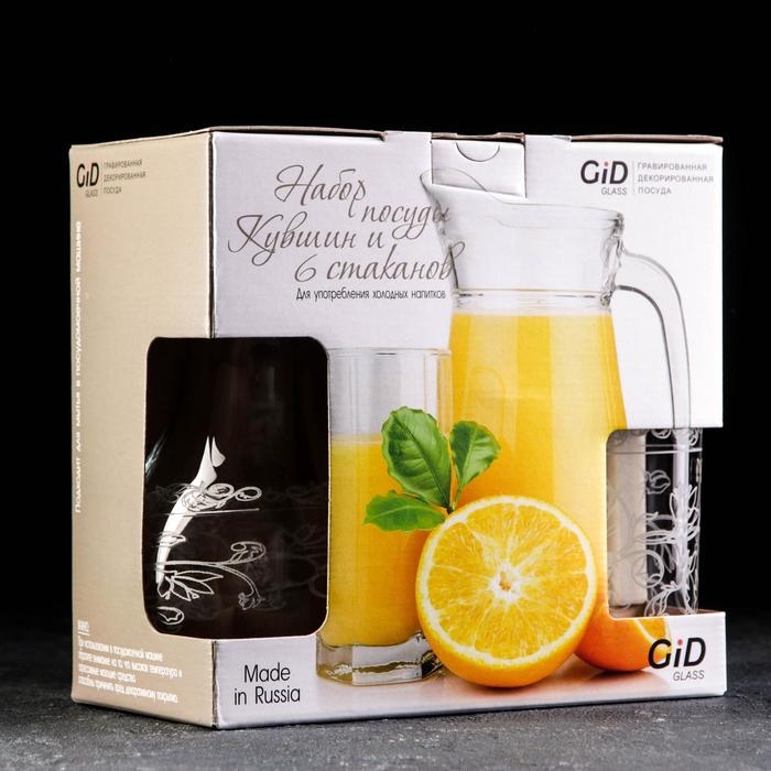 Набор питьевой с гравировкой «Флора», 7 предметов: графин 1 л, стаканы 230 мл, 6 шт Набор питьевой с гравировкой «Флора», 7 предметов: графин 1 л, стаканы 230 мл, 6 шт