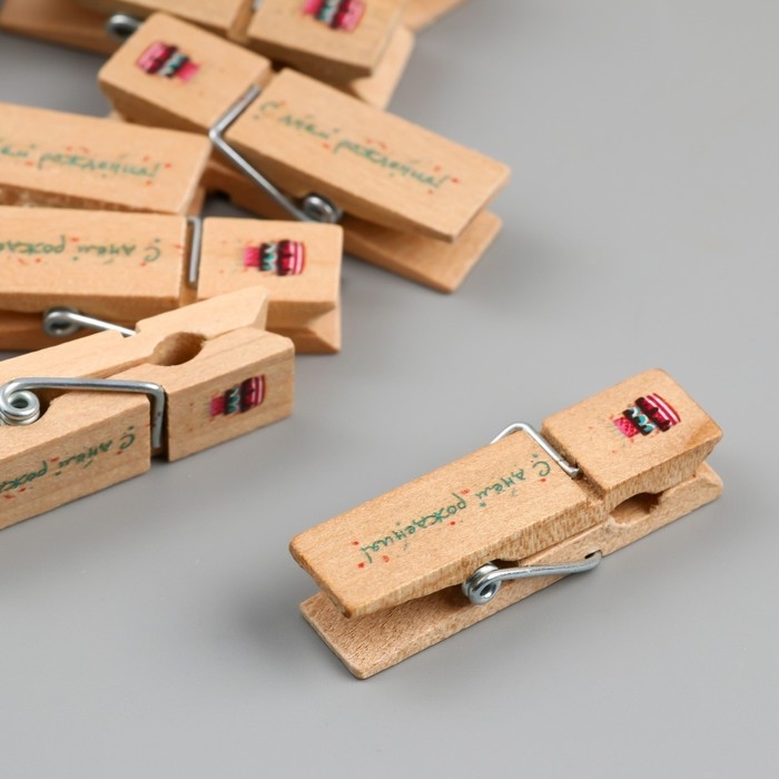 Декор для творчества дерево Декор для творчества дерево "Прищепка - С днём рождения!" набор 10 шт