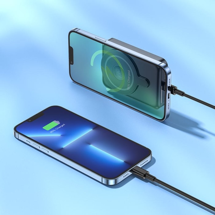 Внешний аккумулятор Hoco Q11, 10000 мАч, Type-C, 2 A, беспроводная зарядка, чёрный Внешний аккумулятор Hoco Q11, 10000 мАч, Type-C, 2 A, беспроводная зарядка, чёрный