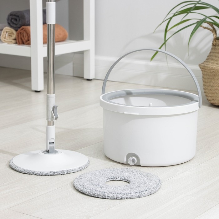 Швабра с отжимом и ведро, насадка из микрофибры, компактный Швабра с отжимом и ведро, насадка из микрофибры, компактный