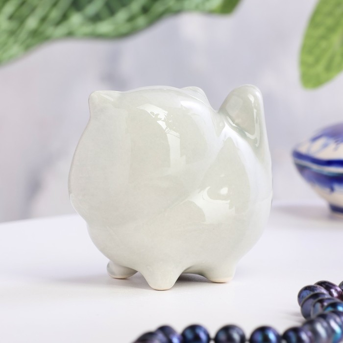 Сувенир Сувенир "Кот перс", 7,5х8см, гжель, цвет серый