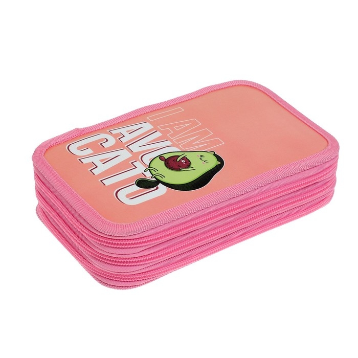 Пенал 3 секции, 125 х 205 х 55 мм, Calligrata 30П26/3 Пенал 3 секции, 125 х 205 х 55 мм, Calligrata 30П26/3 "Авокадо", ламинированный картон