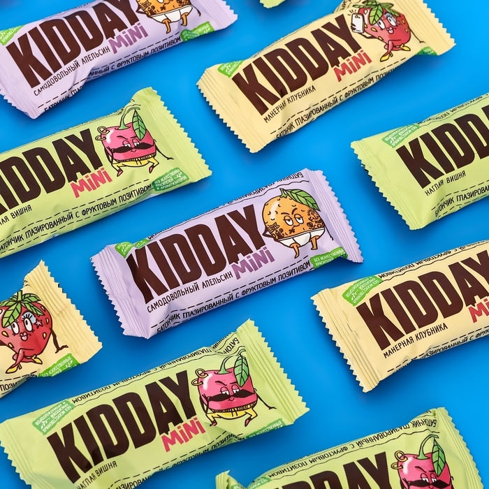 Батончик глазированный Батончик глазированный "KIDDAY mini", фруктовое ассорти, 300 г