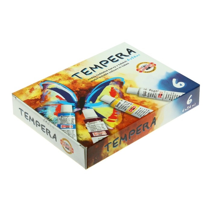 Краски темперные 6 цветов по 16 мл, Koh-I-Noor, в тубах, без кисти Краски темперные 6 цветов по 16 мл, Koh-I-Noor, в тубах, без кисти