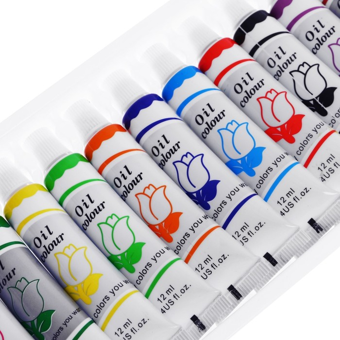 Краски масляные, 12 цветов, в пластиковой тубе, 12 мл, в картонной коробке Краски масляные, 12 цветов, в пластиковой тубе, 12 мл, в картонной коробке