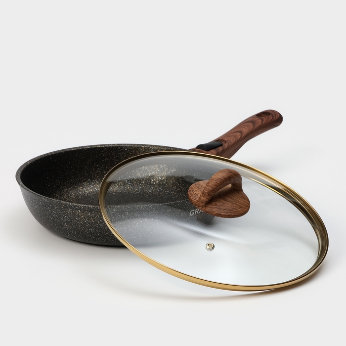 Сковорода Granit ultra black gold, 26 см, стеклянная крышка, антипригарное покрытие, съёмная ручка Сковорода Granit ultra black gold, 26 см, стеклянная крышка, антипригарное покрытие, съёмная ручка